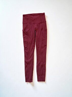 NWT Lululemon Fast and Free HR Tight 25 Burgundy Leggings Nulux Running Pants